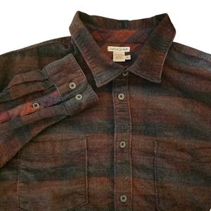 Carbon 2 Cobalt Shirt Mens XL Red Plaid Micro Corduroy Flannel Button Up